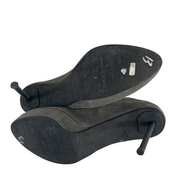 Stuart Weitzman Grey Soft Suede Platform Stiletto Elastic Ankle Booties 9 - Picture 4 of 8